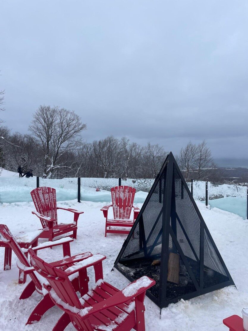 First-time skier finding their feet on the beginner slopes